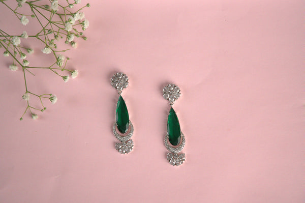 Gleaming Everyday Earrings AD-1019-A/DARK GREEN EARRING