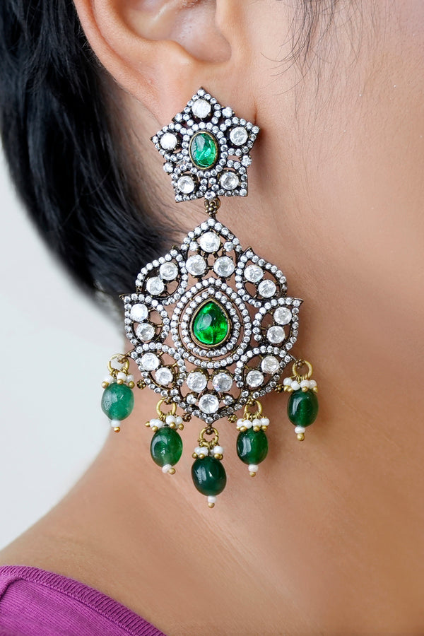 Sahana Green Gold Polish Earrings