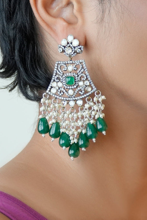 Naina Victorian Green  Earrings