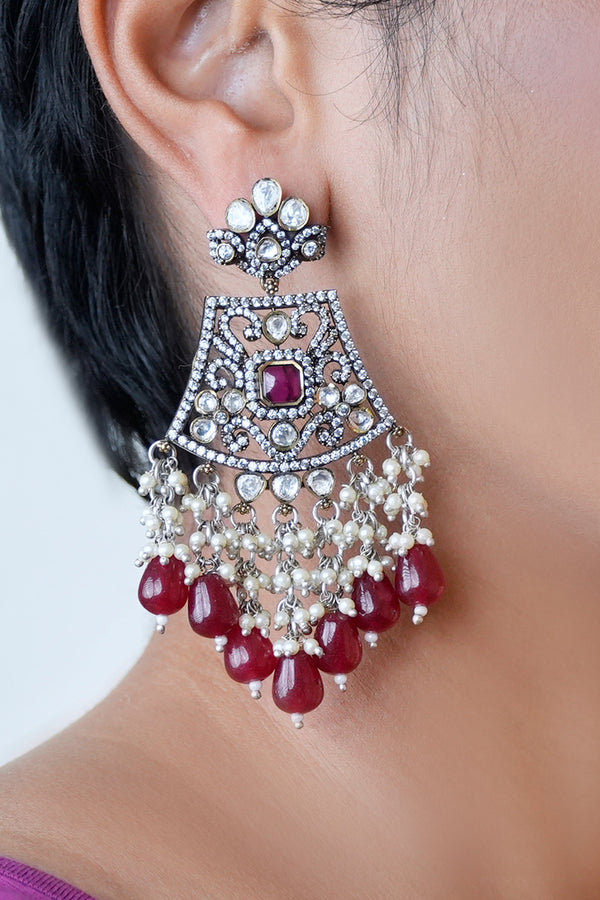 Naina Victorian Red Earrings