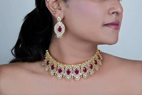 Crimson Elegance Necklace - AD-8032